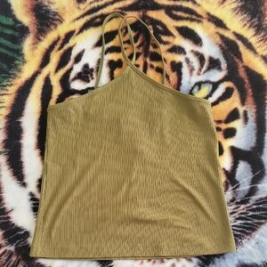 CAbi Olive Green Ribbed Double-Strap Cami
